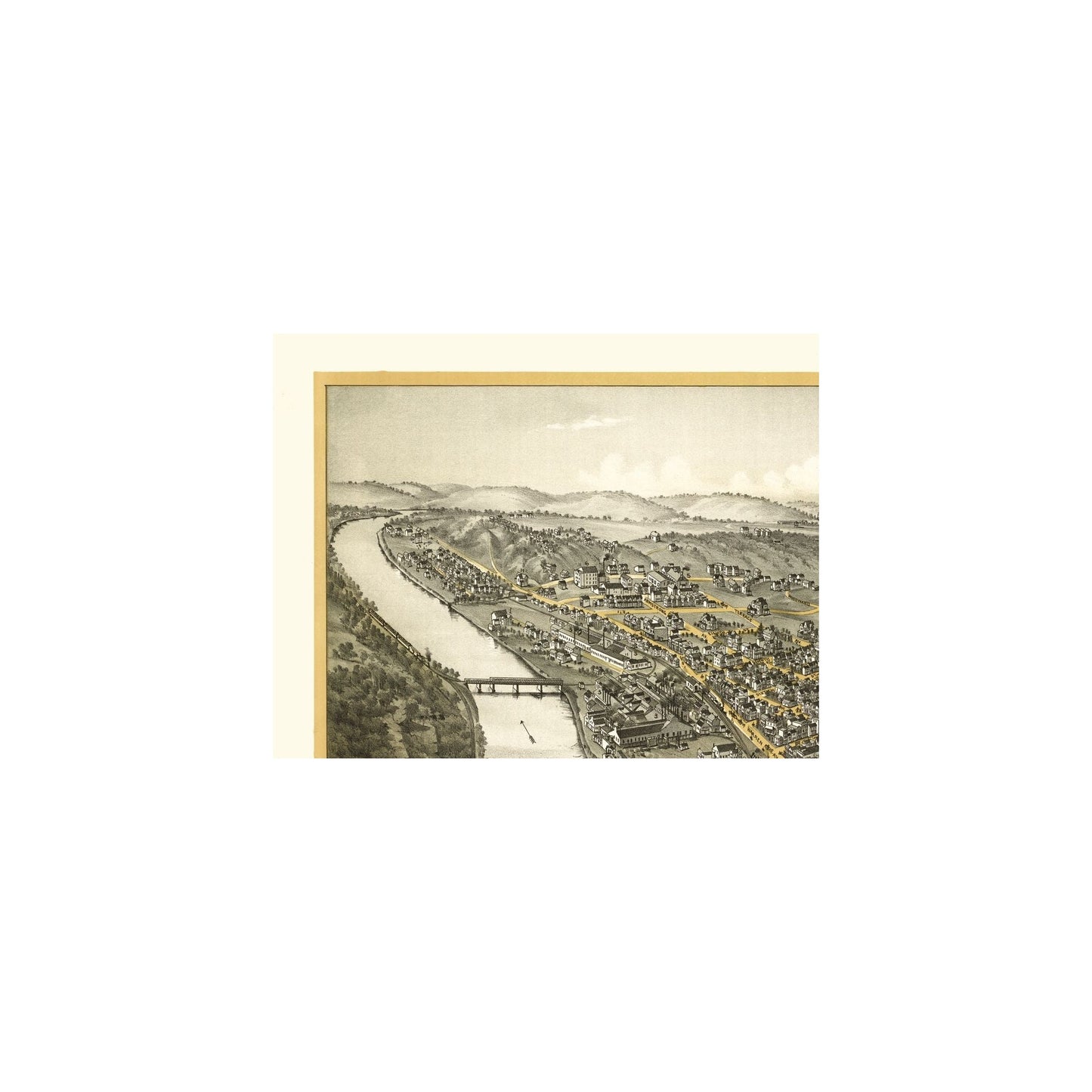 Historic Panoramic View - Apollo Pennsylvania - Moyer 1896 - 29.57 x 23 - Vintage Wall Art