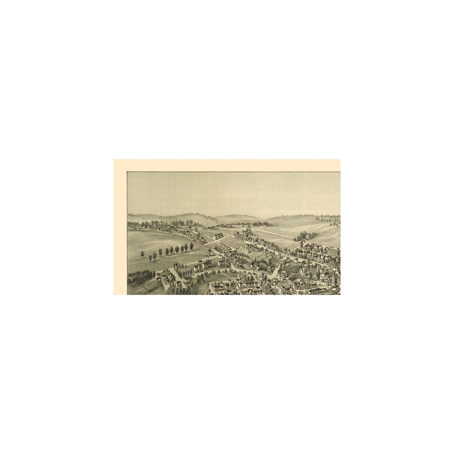 Historic Panoramic View - Dunbar Pennsylvania - Moyer 1900 - 38.43 x 23 - Vintage Wall Art