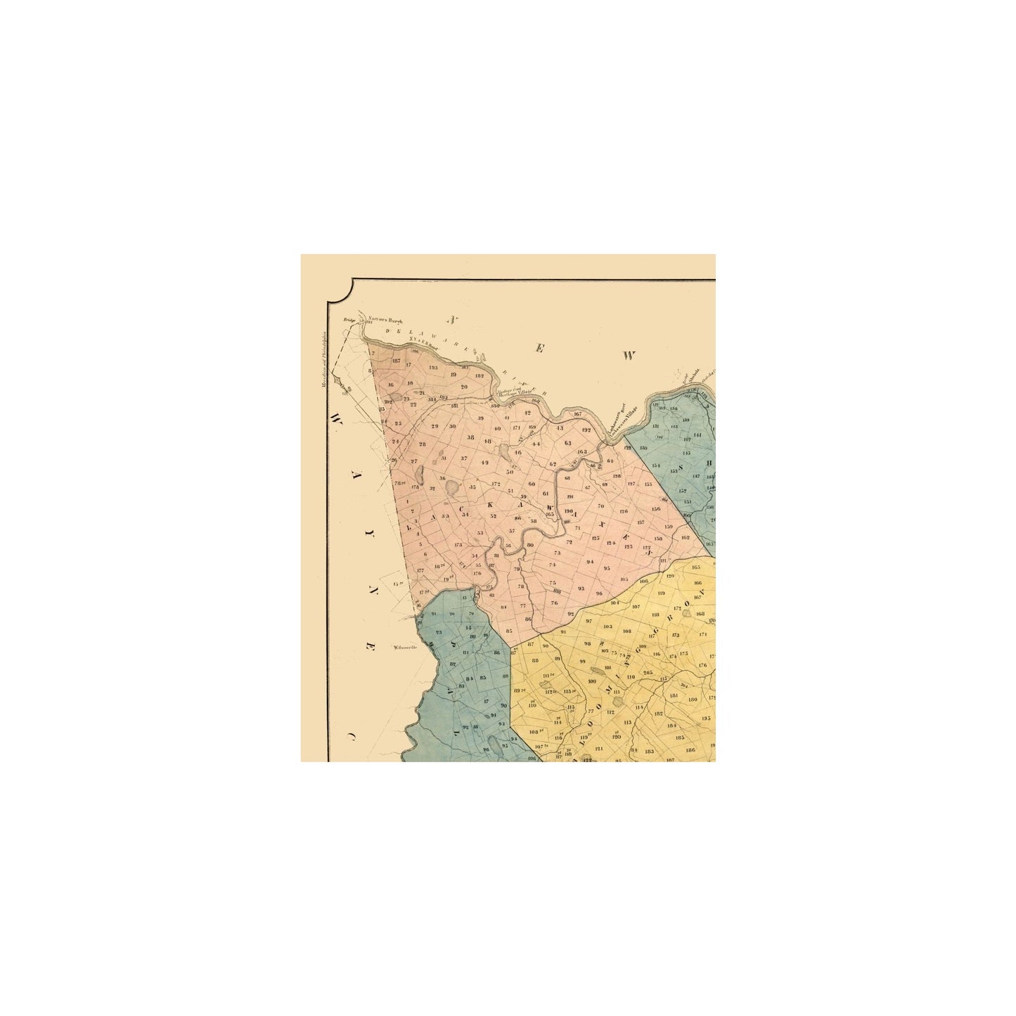 Historic County Map - Pike County Pennsylvania - Cross 1856 - 23 x 28.14 - Vintage Wall Art