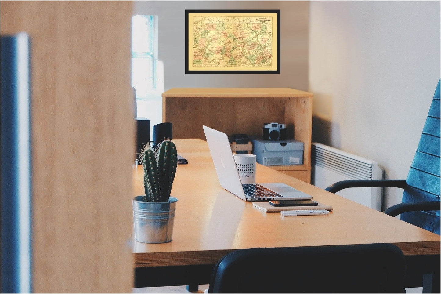 Railroad Map - Pennsylvania Railways - Caldwell 1877 - 35.5 x 23 - Vintage Wall Art