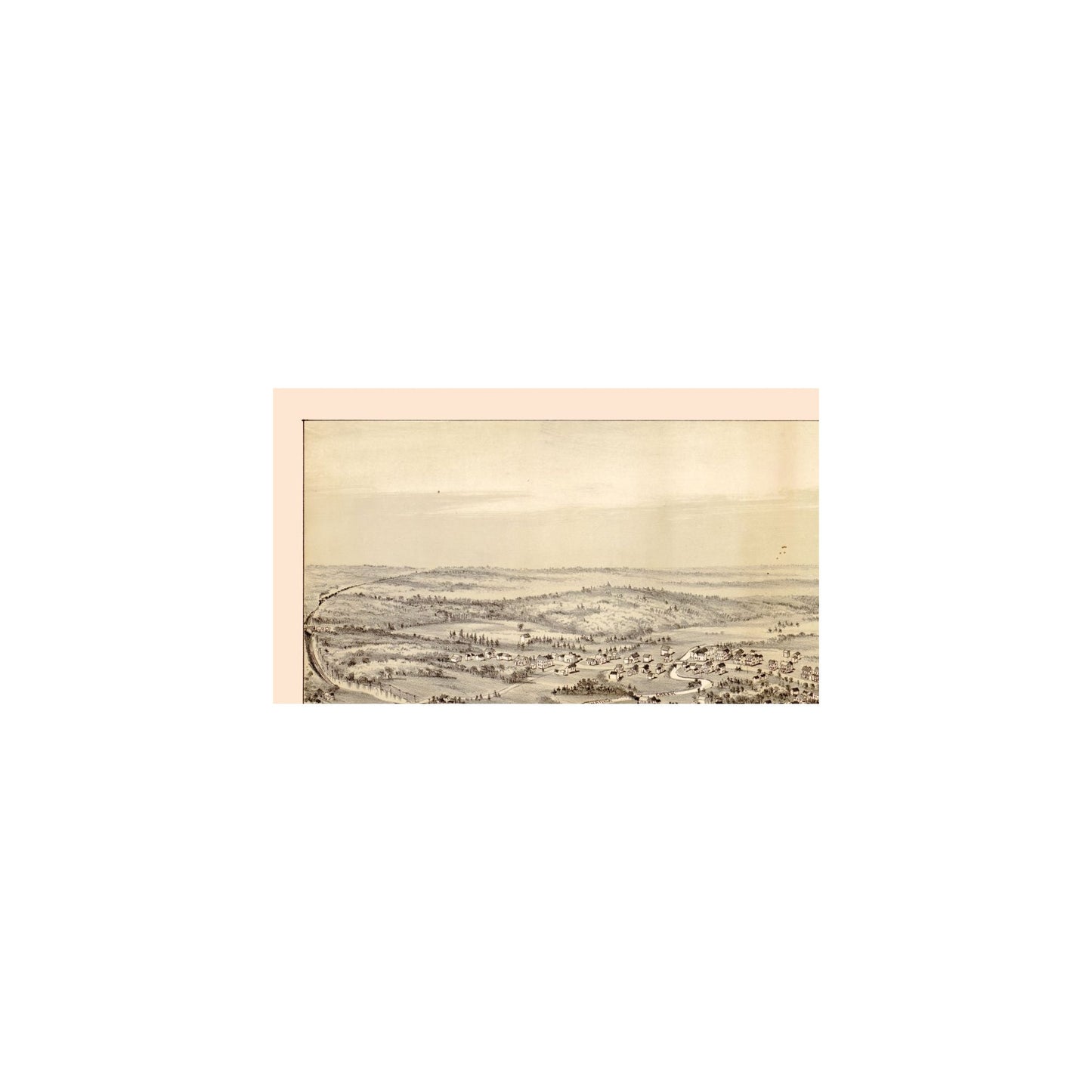 Historic Panoramic View - Tobyhanna Pennsylvania - Fowler 1891 - 39.79 x 23 - Vintage Wall Art