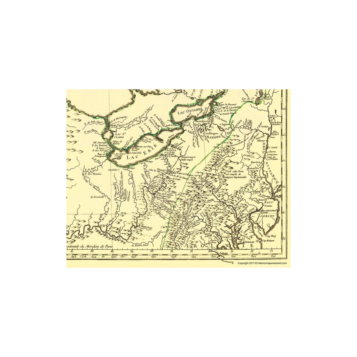 Historic War Map - New France Canada Western Part - 1755 - 23 x 28.93 - Vintage Wall Art