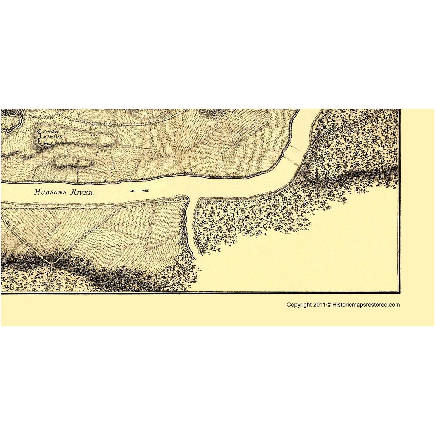 Historic Revolutionary War Map - Saratoga Burgoyne Position -  1777 - 23 x 31 - Vintage Wall Art