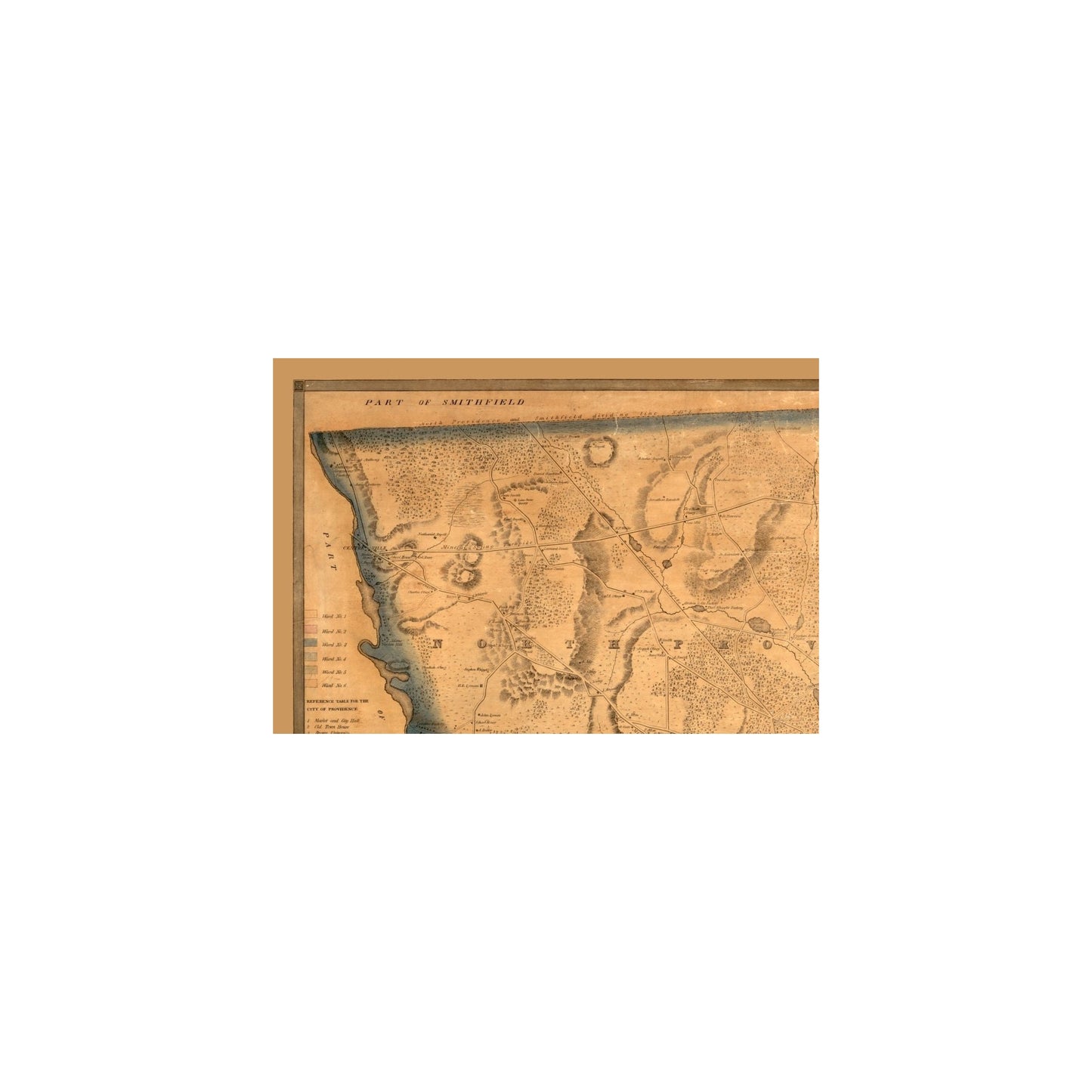 Historic City Map - North Providence Rhode Island - Cushing 1835 - 33.44 x 23 - Vintage Wall Art