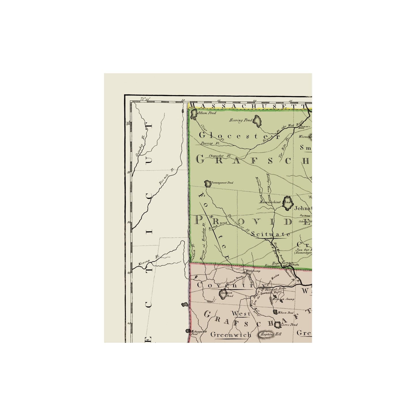 Historic State Map - Rhode Island - Bohn 1797 - 23 x 29.81 - Vintage Wall Art