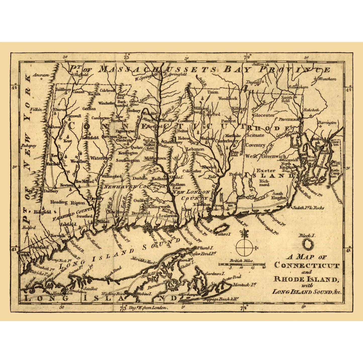 Historic State Map - Rhode Island - 1776 - 29.90 x 23 - Vintage Wall Art
