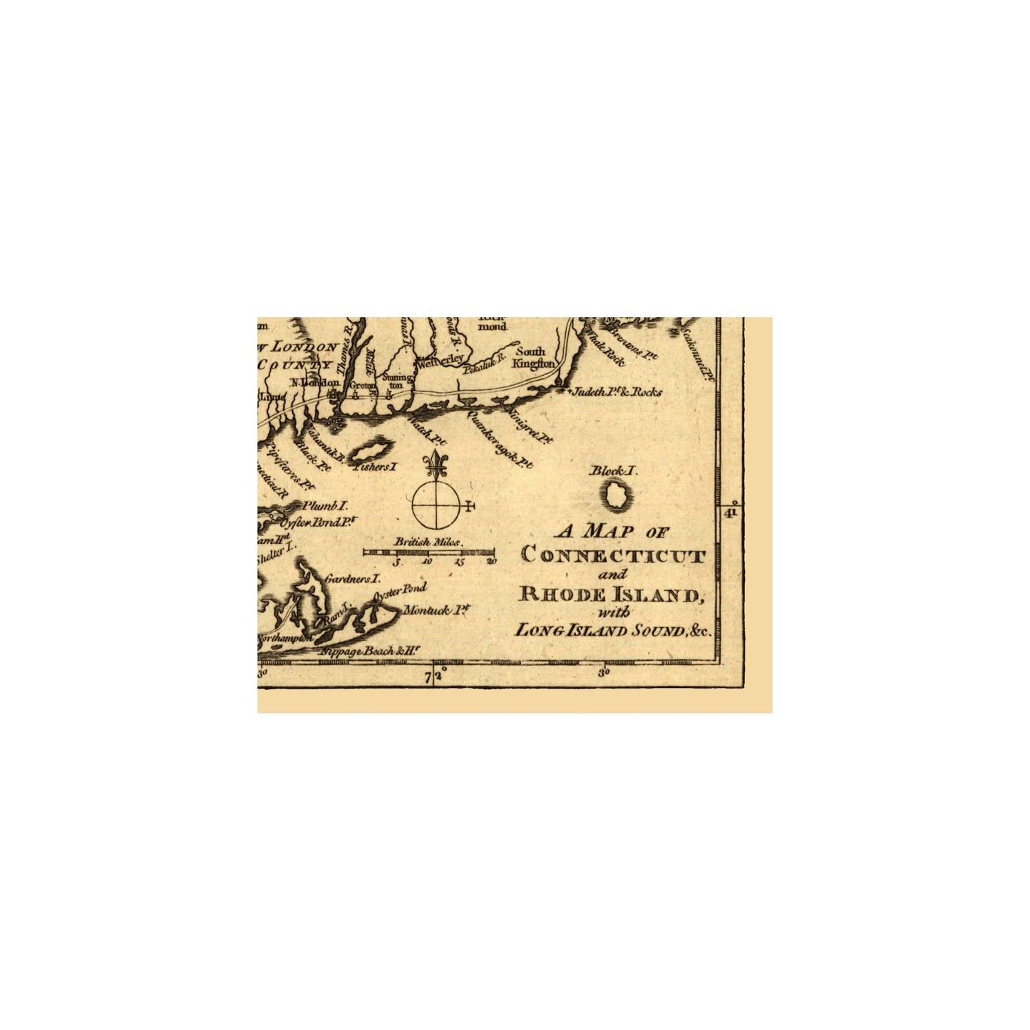 Historic State Map - Rhode Island - 1776 - 29.90 x 23 - Vintage Wall Art