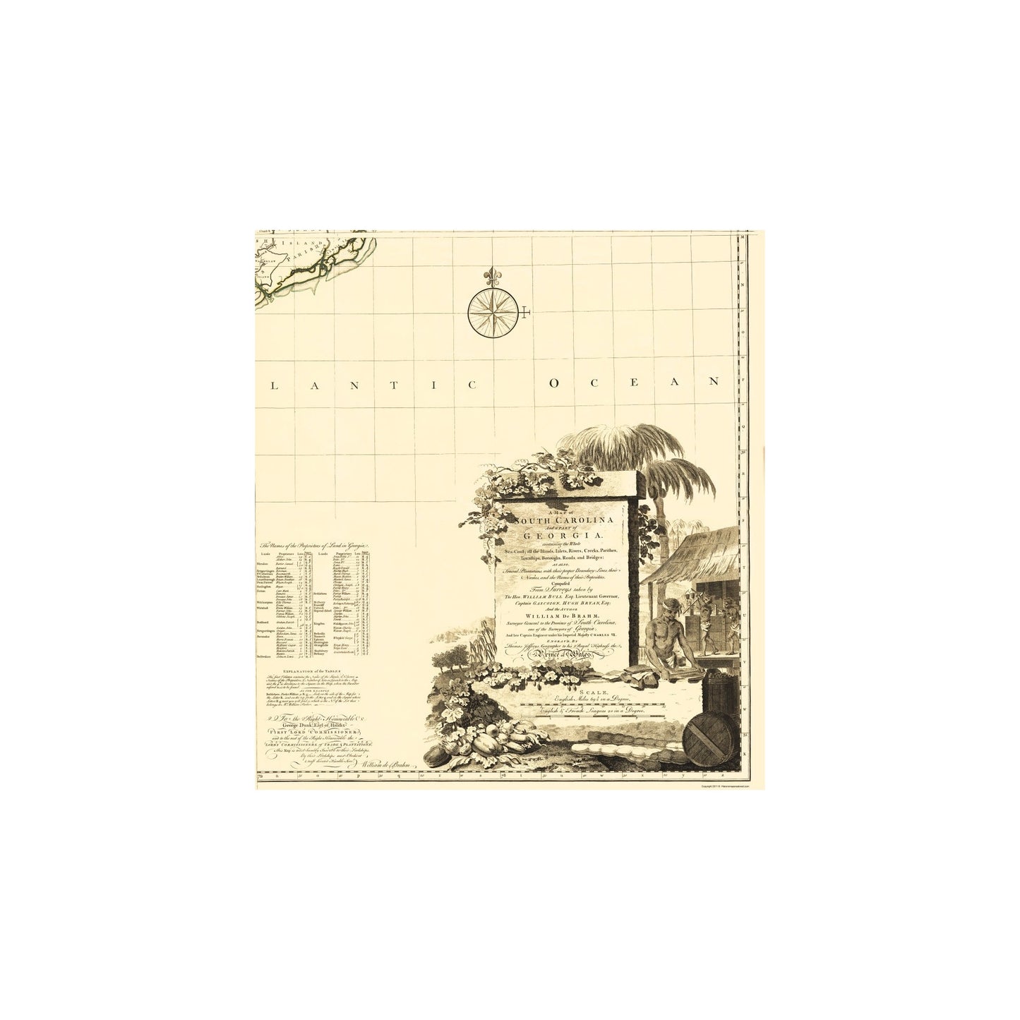 Historic State Map - South Carolina Georgia - Jefferys 1757 - Vintage Wall Art