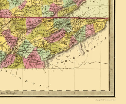 Historic State Map - Kentucky Tennessee - Brattleboro 1840 - 23 x 27.73 - Vintage Wall Art