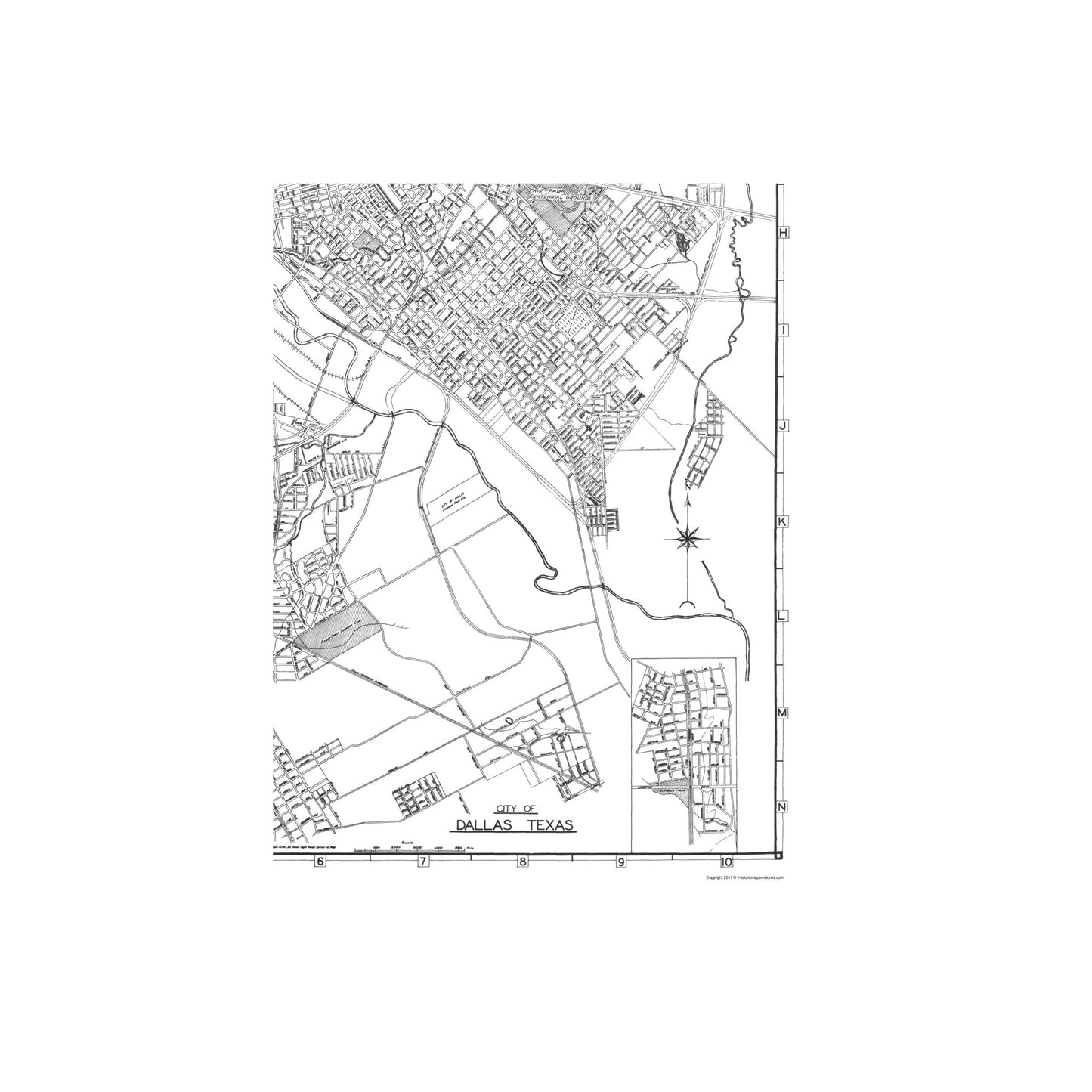 Historic City Map - Dallas Texas - 1936 - Vintage Wall Art