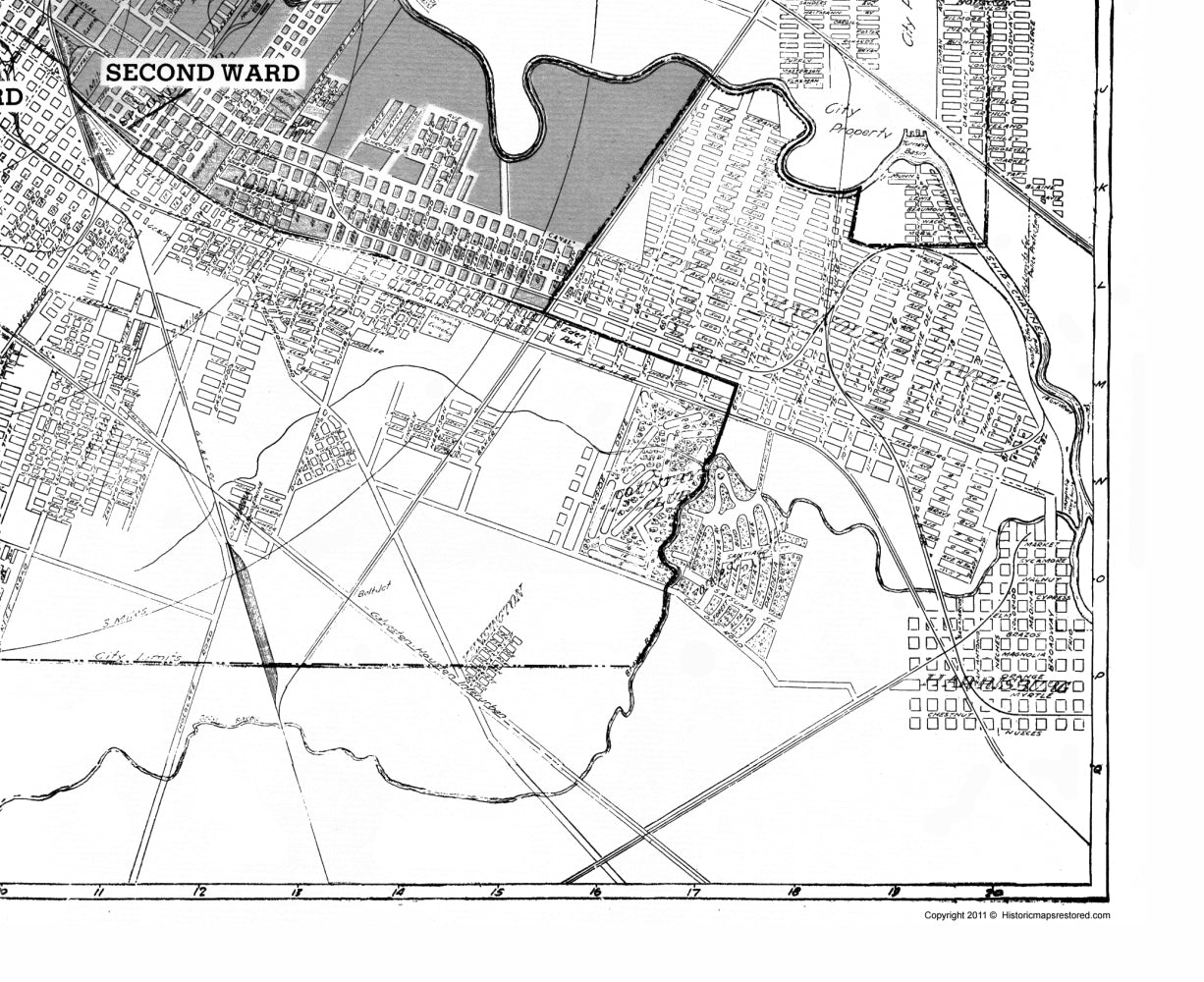 Historic City Map - Houston Texas - Blue 1920 - 23 x 28.21 - Vintage Wall Art