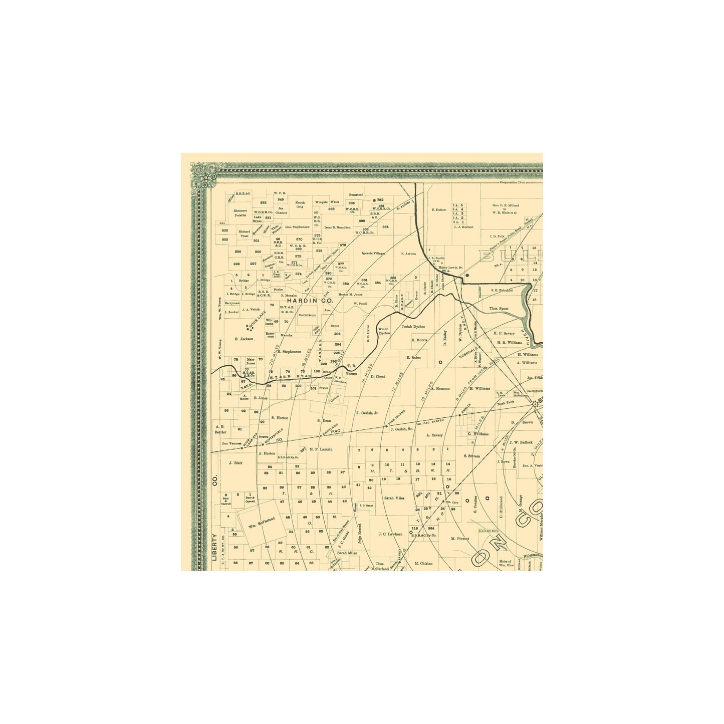 Historic County Map - Jefferson County Texas - Clarke 1901 - 23 x 26.56 - Vintage Wall Art