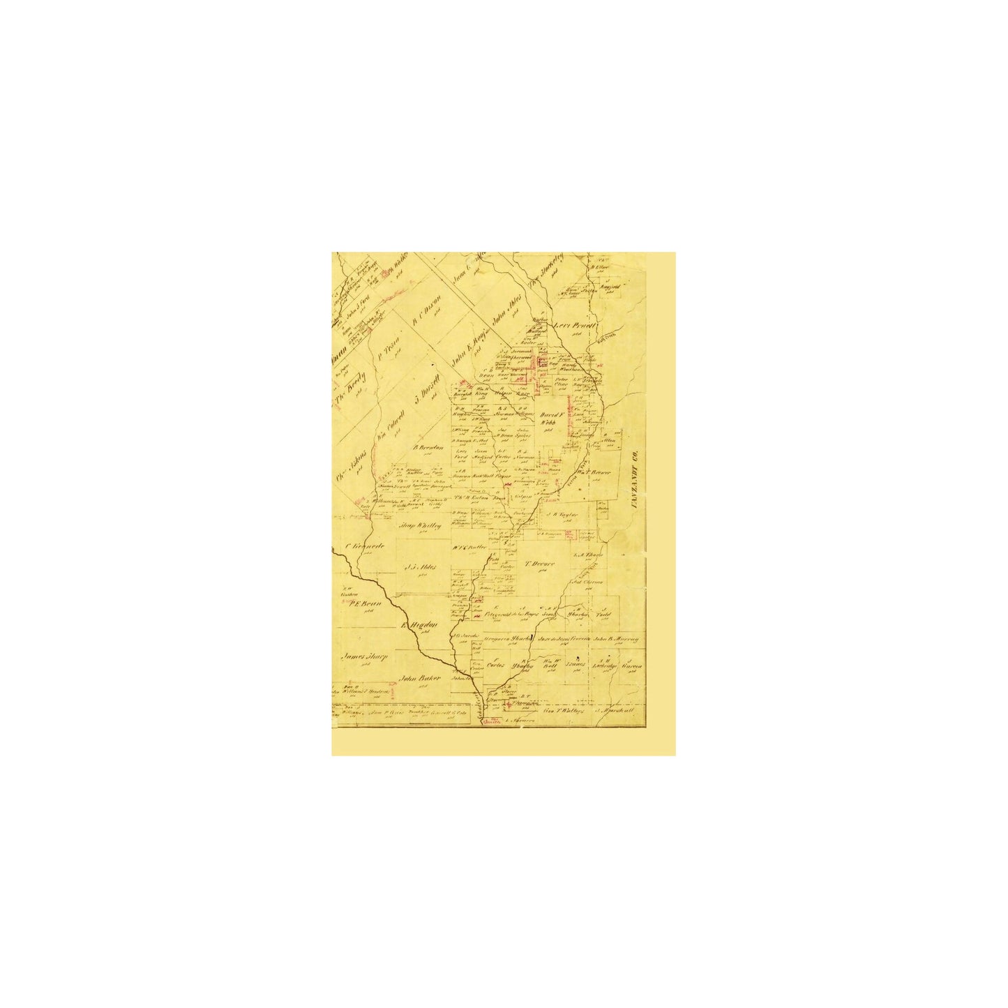 Historic County Map- Kaufman County Texas - General Land Office 1871 - Vintage Wall Art
