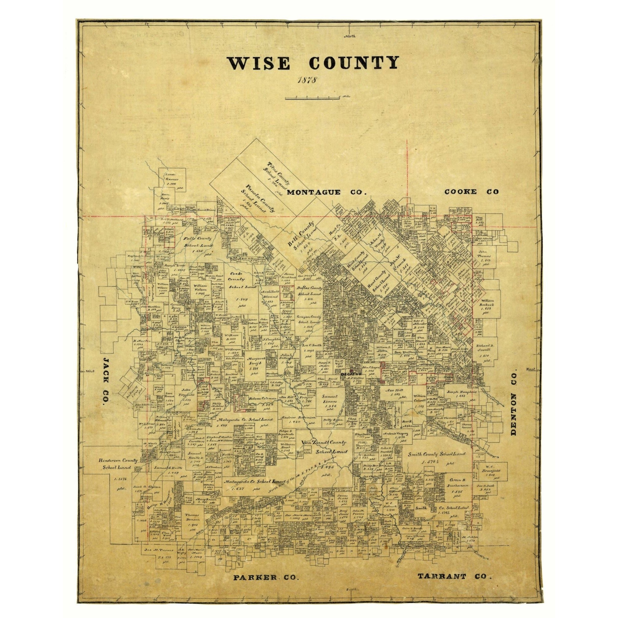 Historic County Map Wise County Texas General Land Office 1878 2 Historic county map wise county texas general land office 1878 2