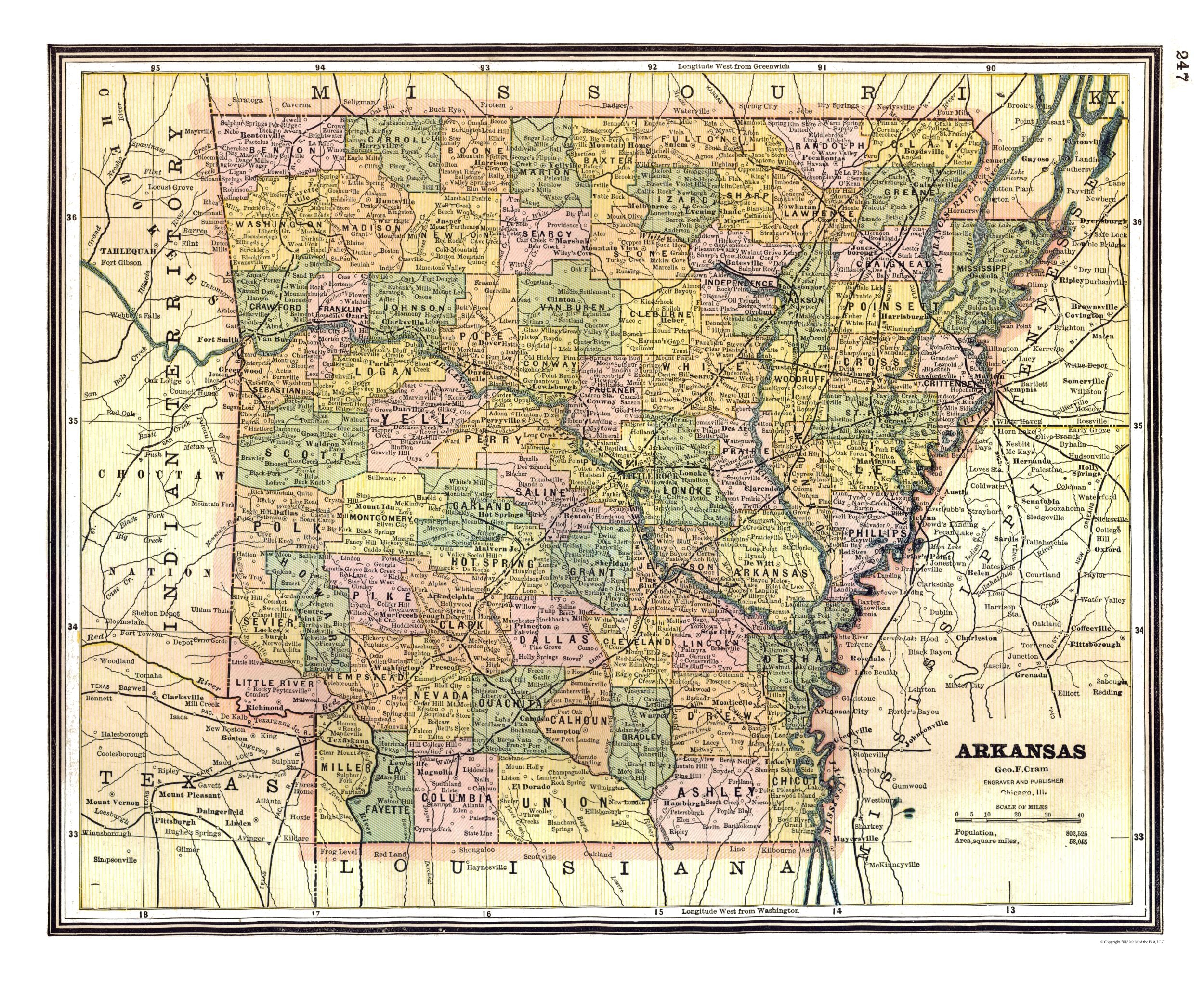 Historic State Map - Arkansas - Johnson 1888 - Vintage Wall Art – Maps