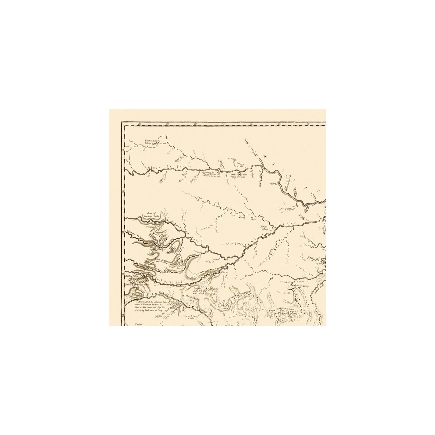 Historic State Map - Louisiana Purchase Capt Pikes Chart 1 - Nau 1810 - 23 x 23 - Vintage Wall Art