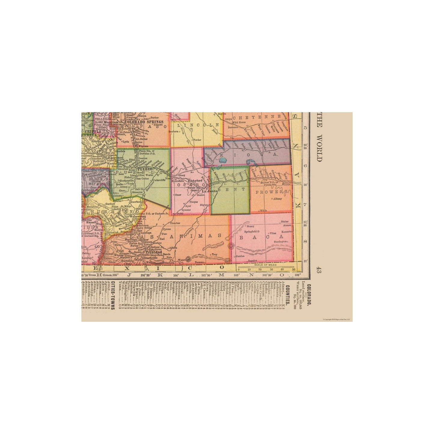 Historic State Map - Colorado - Hammond 1910 - 29.76 x 23 - Vintage Wall Art