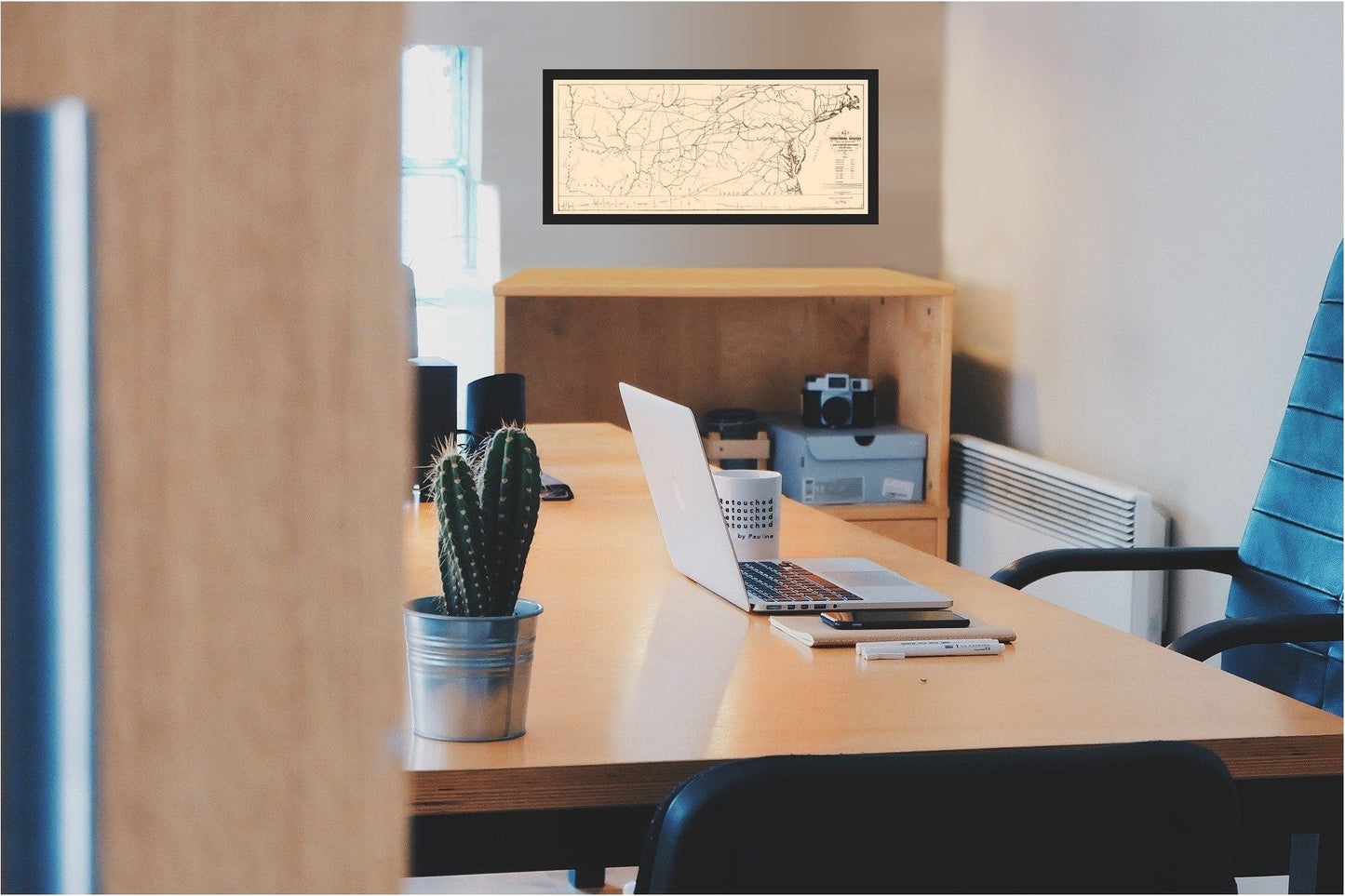 Railroad Map - Pennsylvania Seaboard Western States - Kuhl 1851 - 23 x 53 - Vintage Wall Art