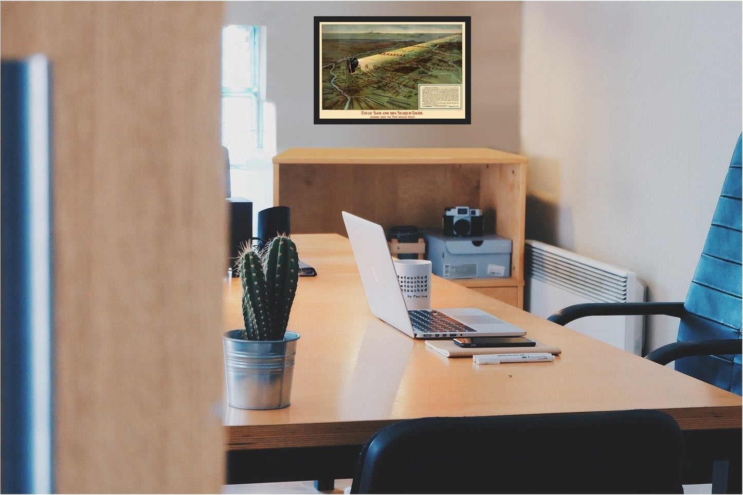 Railroad Map - Port Arthur Route Uncle Sam and Search Light - Hornbeck 1896 - 23 x 34 - Vintage Wall Art