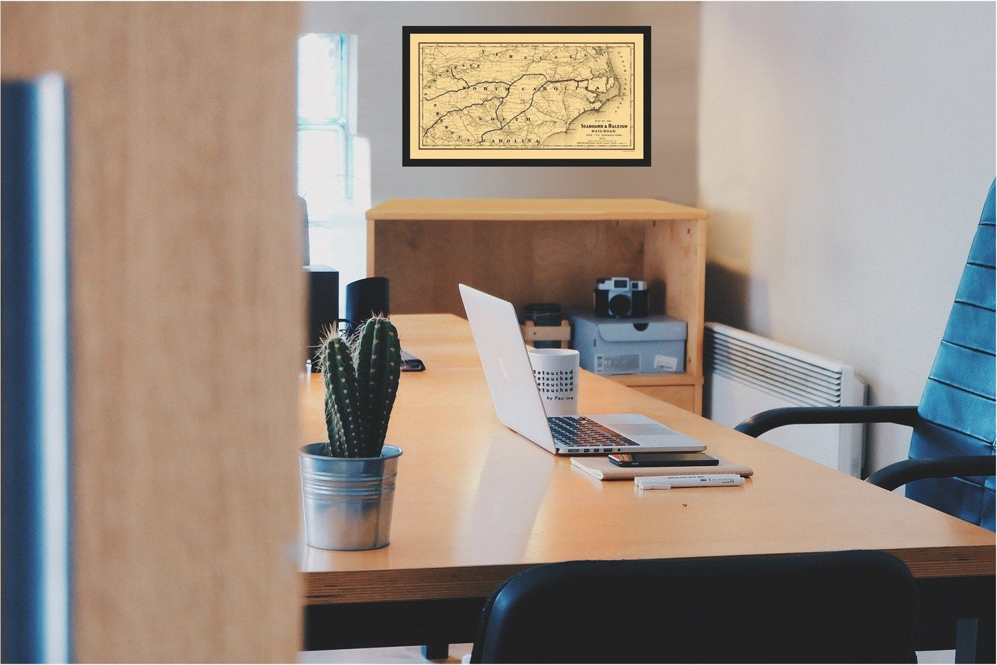 Railroad Map - Seaboard and Raleigh Railroad - Colton 1874 - 23 x 42.91 - Vintage Wall Art