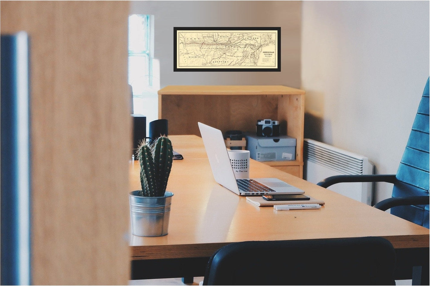 Railroad Map - American Central Railway - Bien 1886 - 23 x 60.70 - Vintage Wall Art