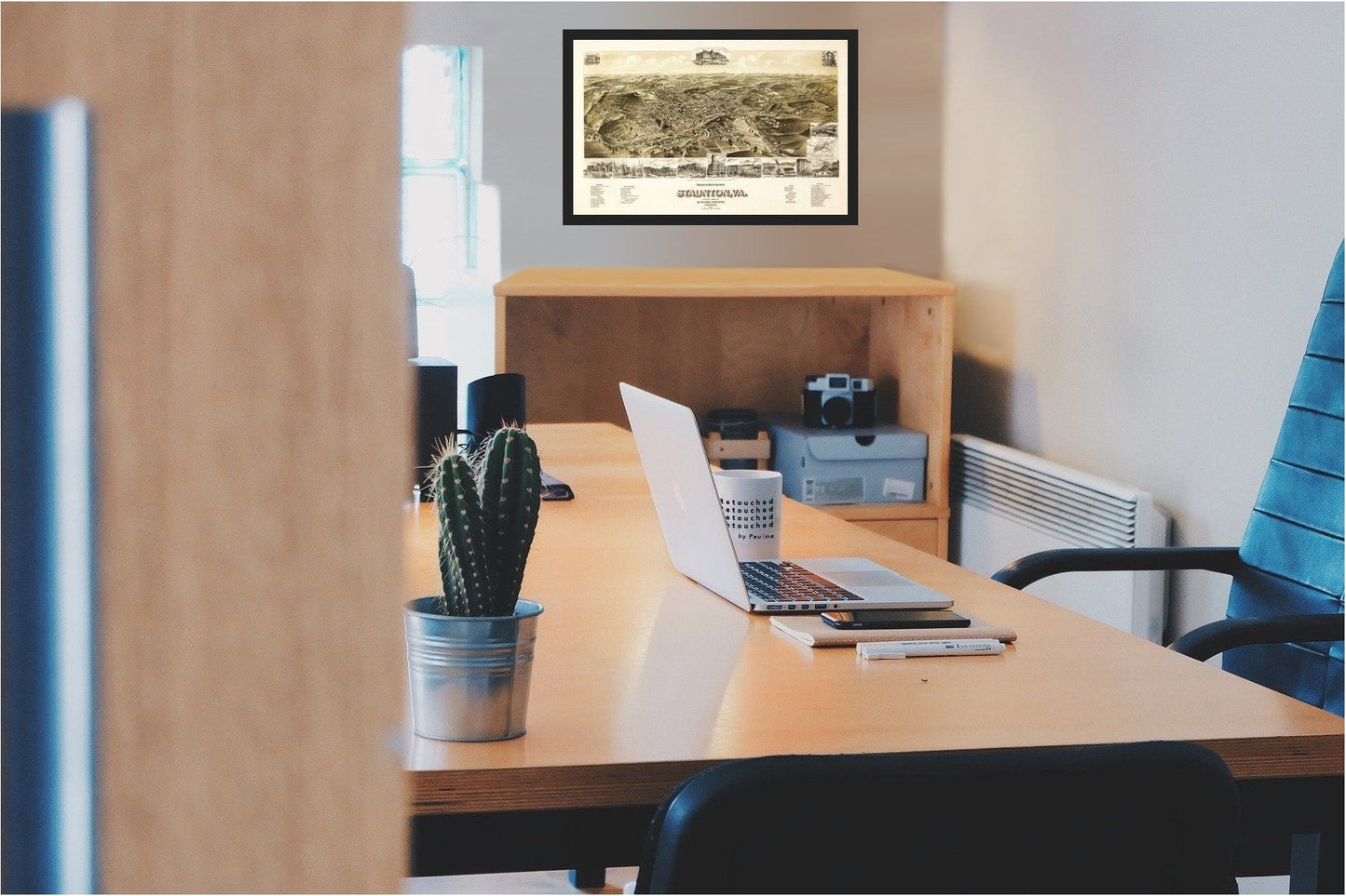 Historic Panoramic View - Staunton Virginia - 1891 - 36.13 x 23 - Vintage Wall Art