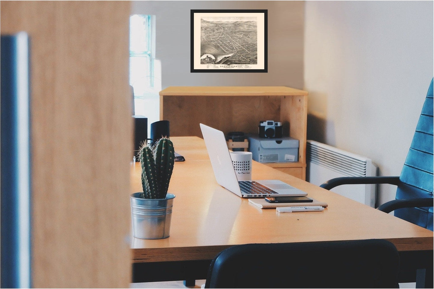 Historic Panoramic View - Bennington Vermont - Stoner 1877 - 28.74 x 23 - Vintage Wall Art