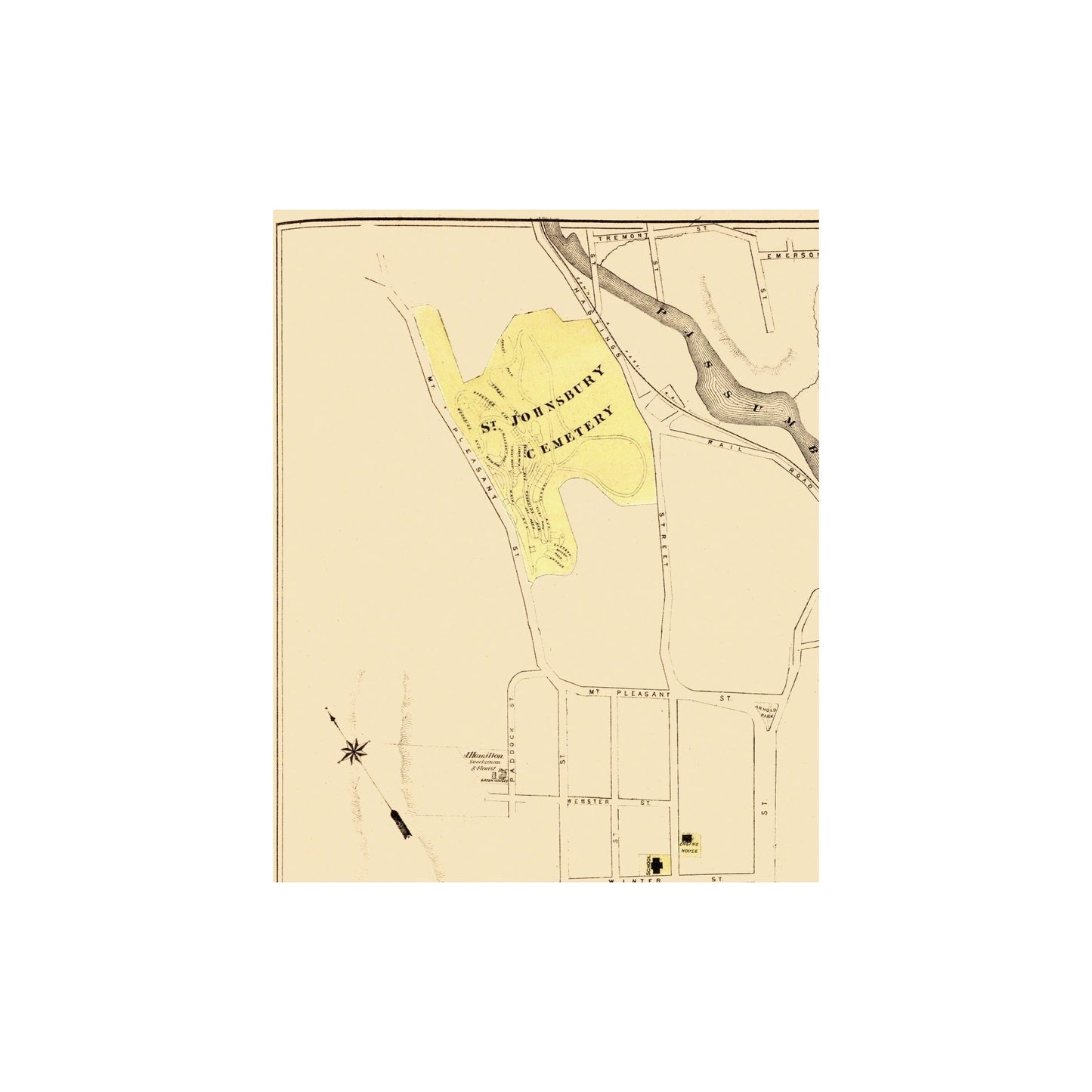 Historic City Map - St Johnsbury Vermont  - Beers 1876 - 23 x 28.31 - Vintage Wall Art