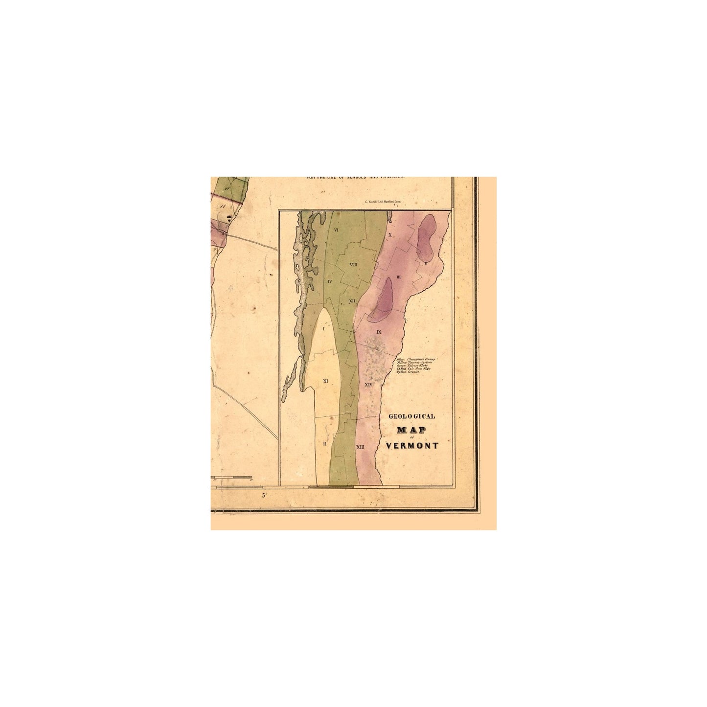 Historic State Map - Vermont Geological - Thompson 1848 - Vintage Wall Art