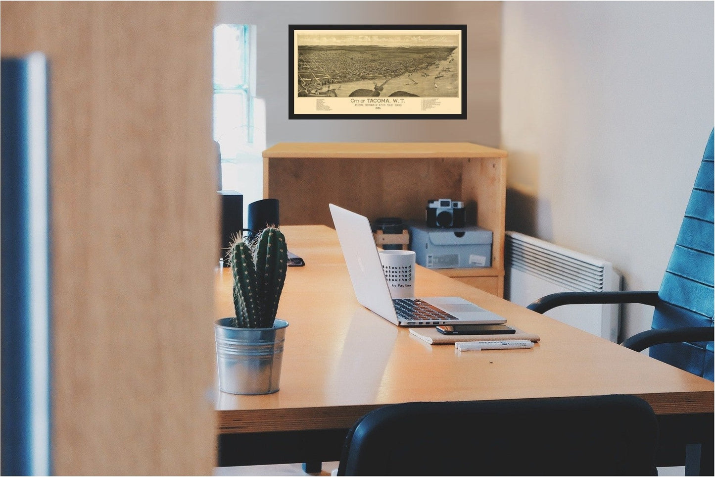 Historic Panoramic View - Tacoma Washington - 1885 - 45.86 x 23 - Vintage Wall Art