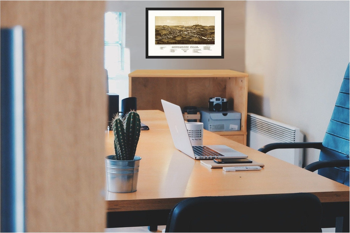 Historic Panoramic View - Menomonee Falls Wisconsin - Norris 1886 - 36.95 x 23 - Vintage Wall Art