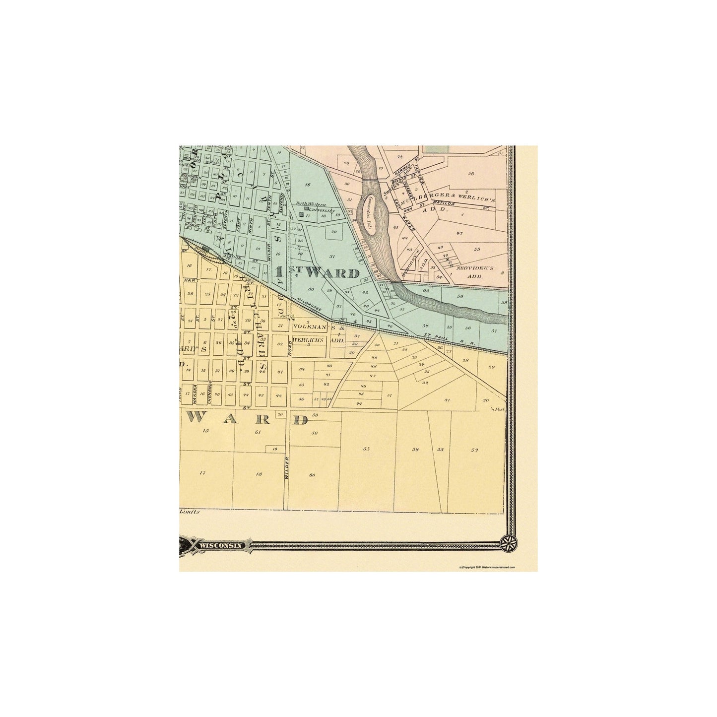 Historic City Map - Watertown Wisconsin - Snyder 1878 - 23 x 27.38 - Vintage Wall Art