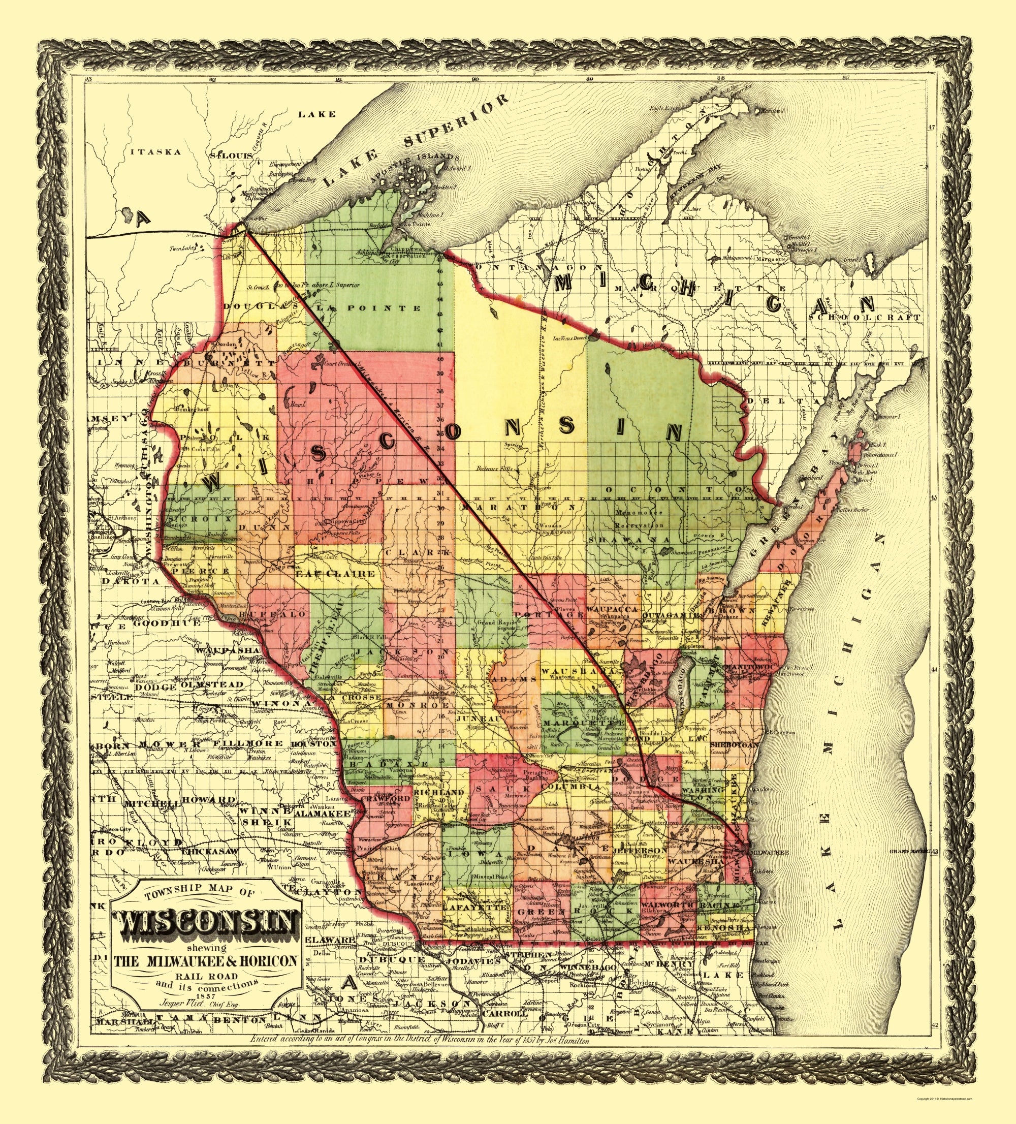 Historic State Map - Wisconsin Townships