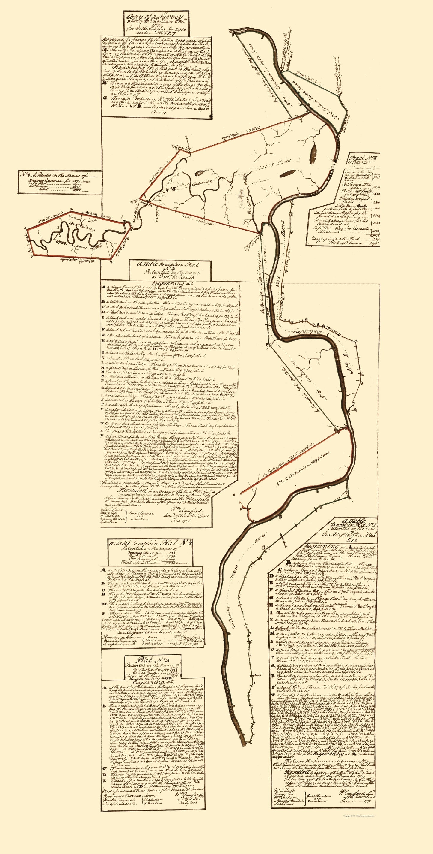 Historic County Map - Kanawha River County West Virginia - Washington 1774 - 23 x 45.29 - Vintage Wall Art