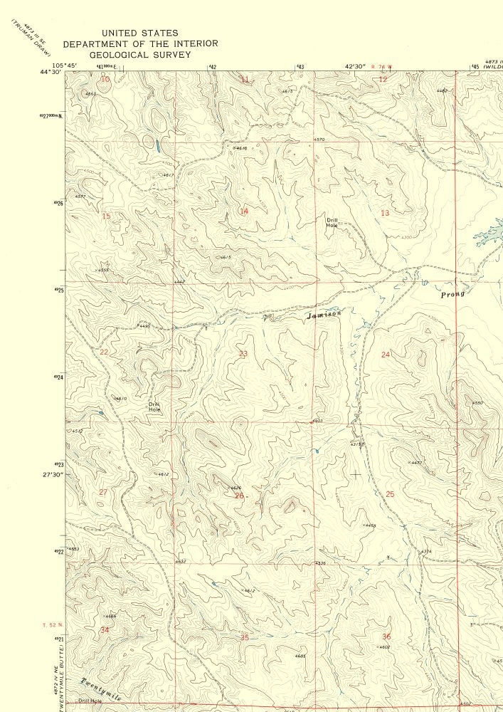Topographical Map - North West Oriva Wyoming Quad - USGS 1971 - 23 x 32.52 - Vintage Wall Art