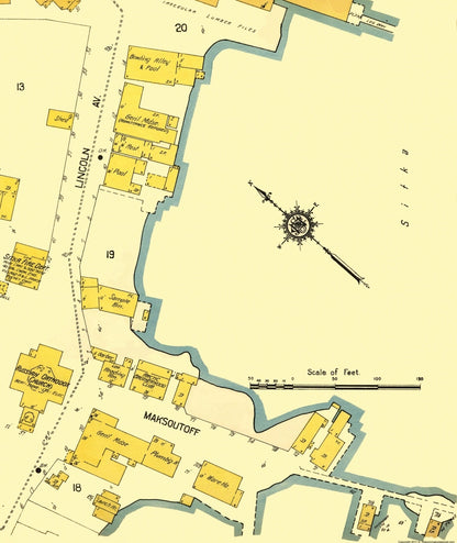 Historic City Map - Sitka Alaska 2 of 3 - Kastengren 1914 - Vintage Wall Art