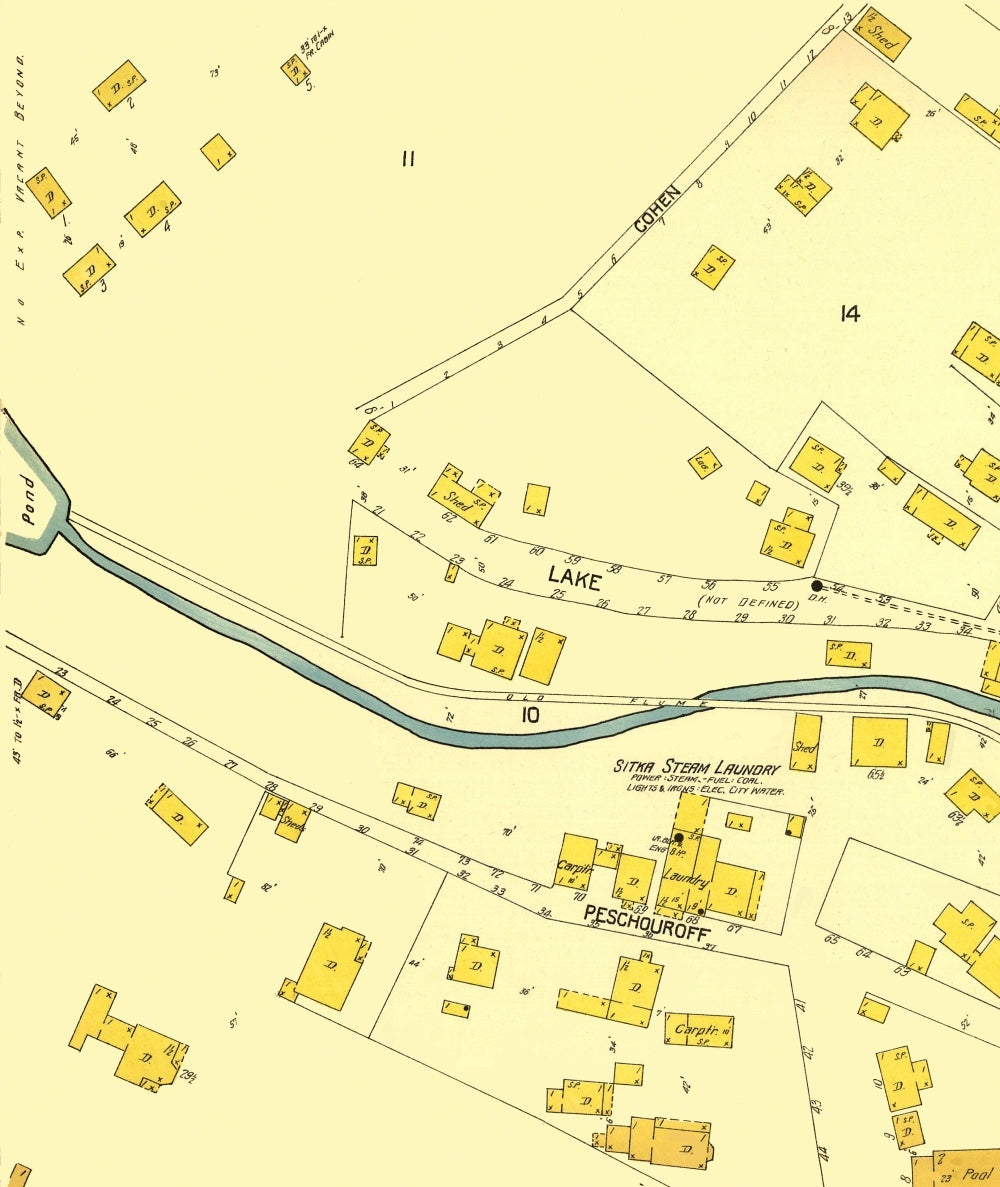 Historic City Map - Sitka Alaska 2 of 3 - Kastengren 1914 - Vintage Wall Art
