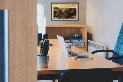 Historic Panoramic View - Arizona Grand Canyon Transept Kaibab - Bien 1882 - Vintage Wall Art