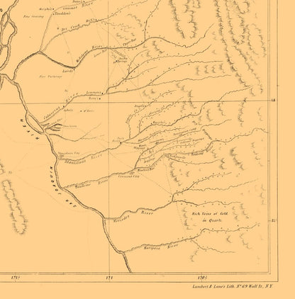 Historic Mine Map - California Mining- Jackson 1850  - Vintage Wall Art