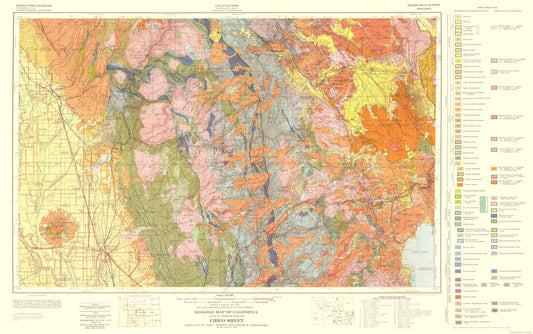 Historic Mine Map - Chico California Geologic Sheet - Burnett 1957 - 36.70 x 23 - Vintage Wall Art