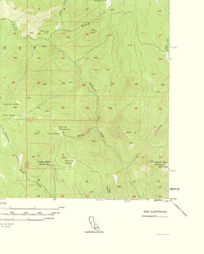 Topographical Map - Hockett Peak California Quad - USGS 1962 - Vintage Wall Art