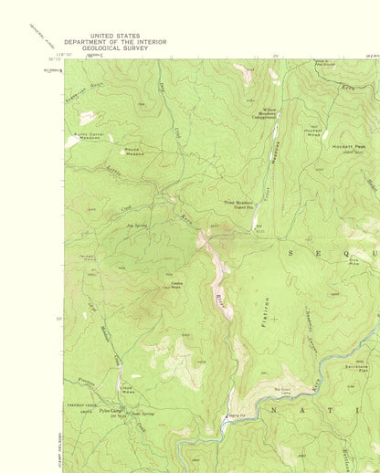 Topographical Map - Hockett Peak California Quad - USGS 1962 - Vintage Wall Art