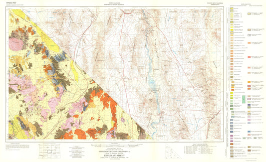 Historic Mine Map - Kingman California Geologic Sheet - Jennings 1956 - 37.76 x 23 - Vintage Wall Art