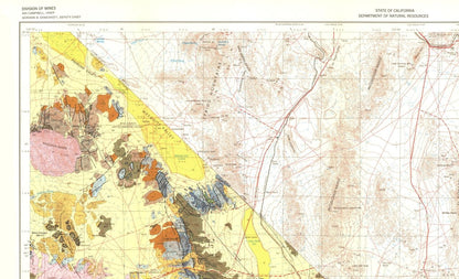 Historic Mine Map - Kingman California Geologic Sheet - Jennings 1956 - 37.76 x 23 - Vintage Wall Art