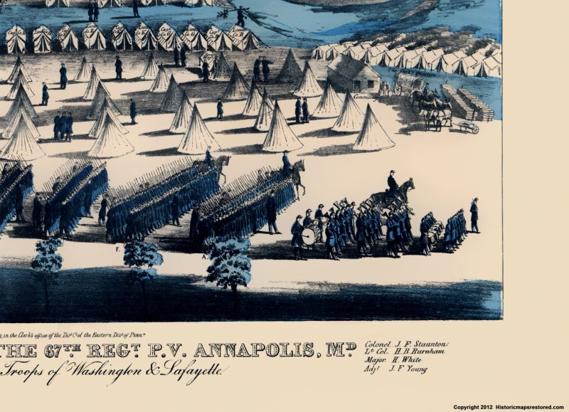 Historical Civil War Map - 67th Regiment Camp - Rees 1863 - Vintage Wall Art