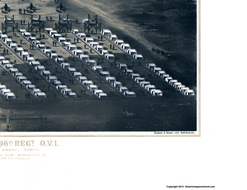 Historical Civil War Map - 196th Regiment - Schmidt 1860s - Vintage Wall Art