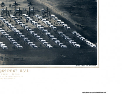 Historical Civil War Map - 196th Regiment - Schmidt 1860s - Vintage Wall Art