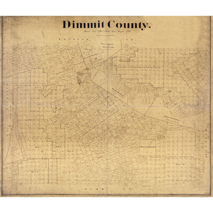 Historic County Map - Dimmit County Texas - Beaumont 1894 - Vintage Wall Art