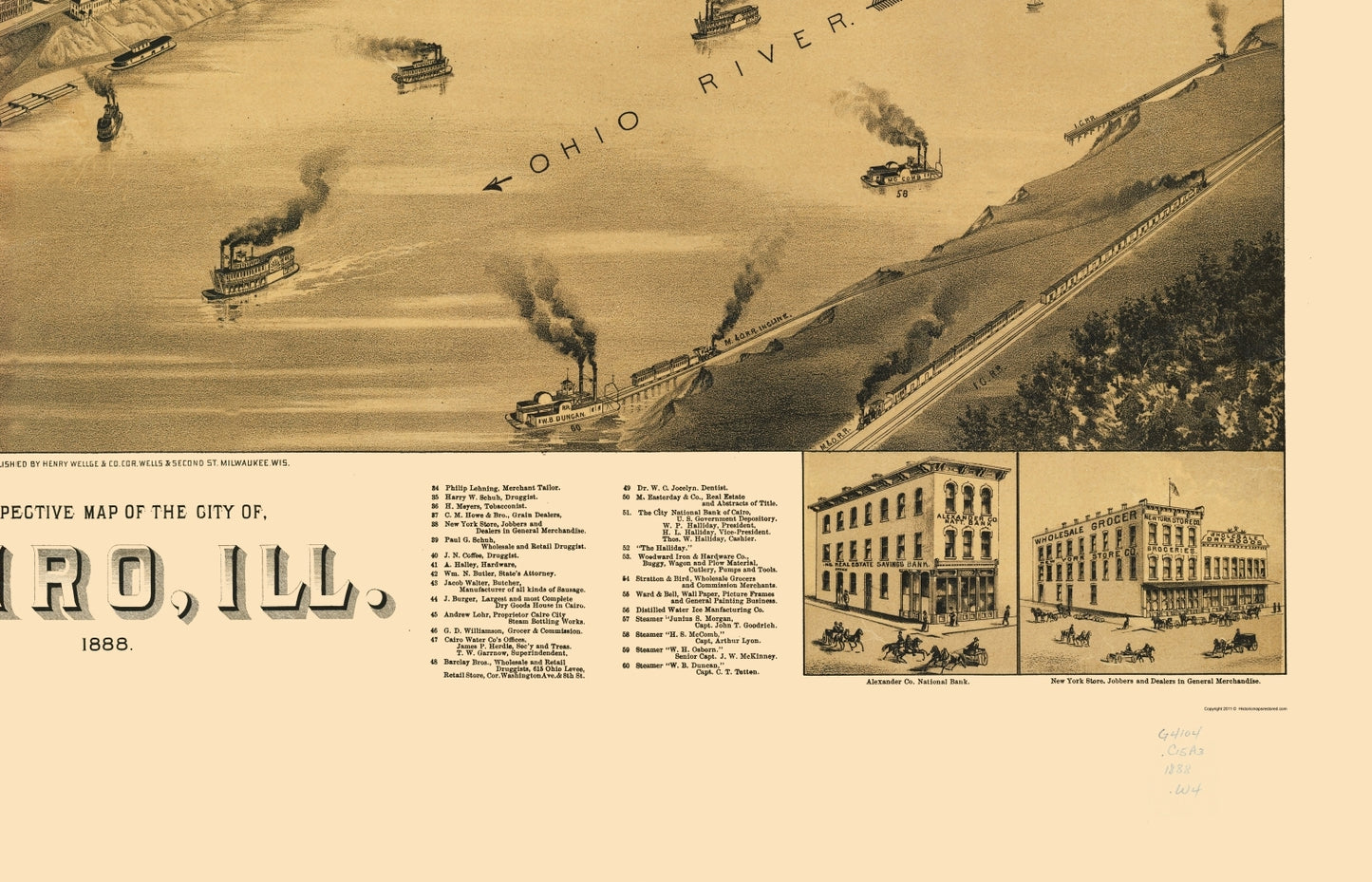 Historic Panoramic View - Cairo Illinois - Wellge 1888 - Vintage Wall Art