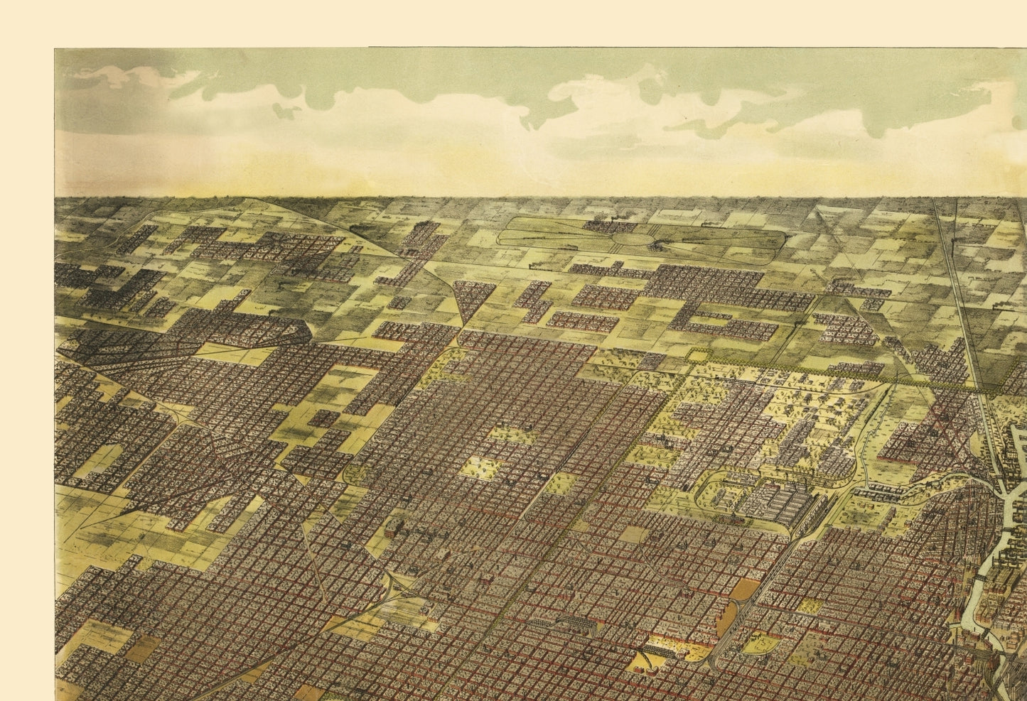 Historic Panoramic View - Chicago Illinois - Reynertson 1892 - Vintage Wall Art